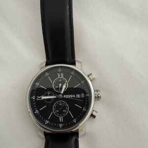Fossil Black Rhett Chronograph Leather Watch